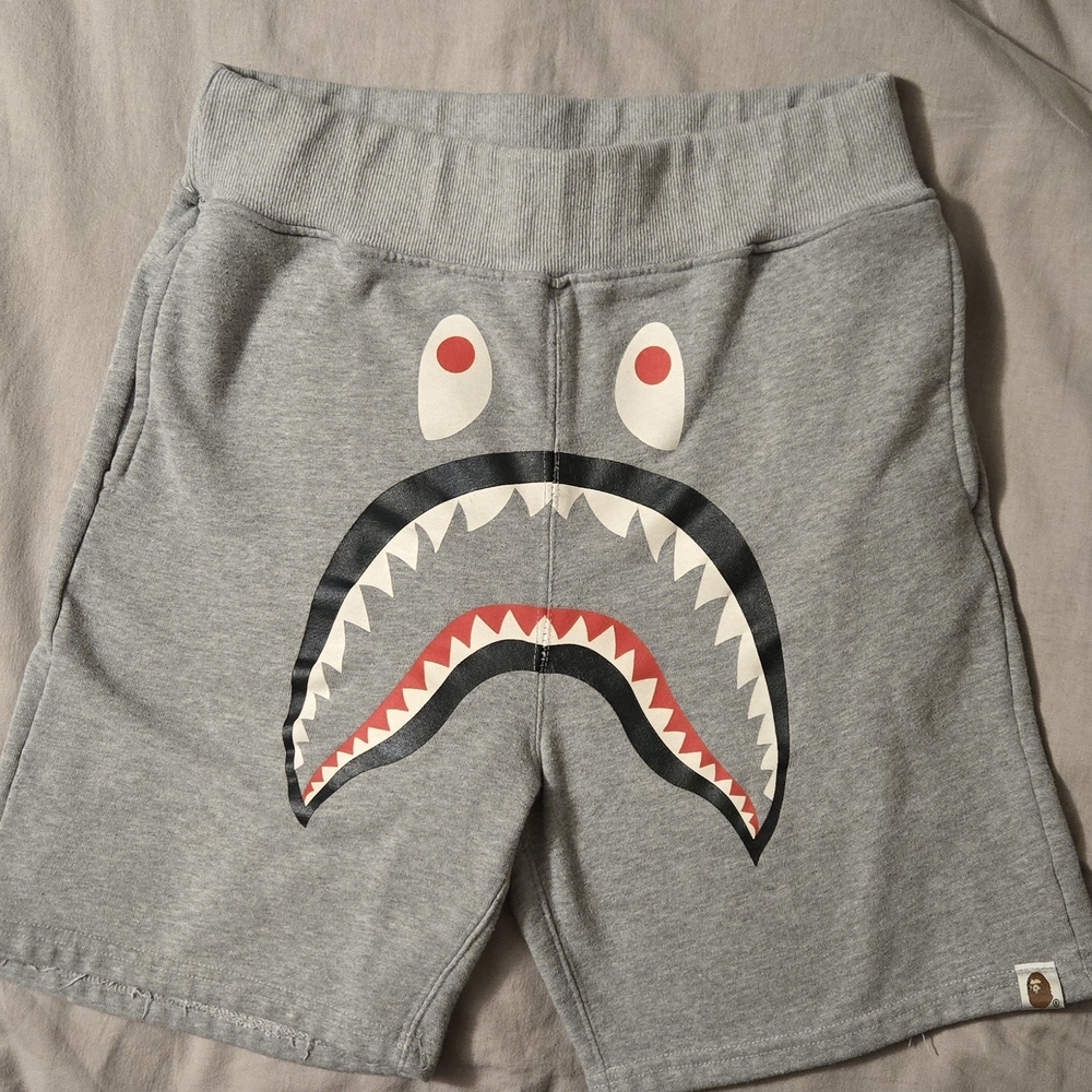 Bape Gray Shark Sweat Shorts